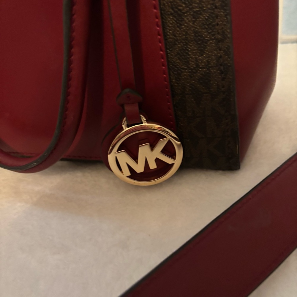 Michael Kors Red and Brown Satchel with Structured Design - Picture 3 of 6
